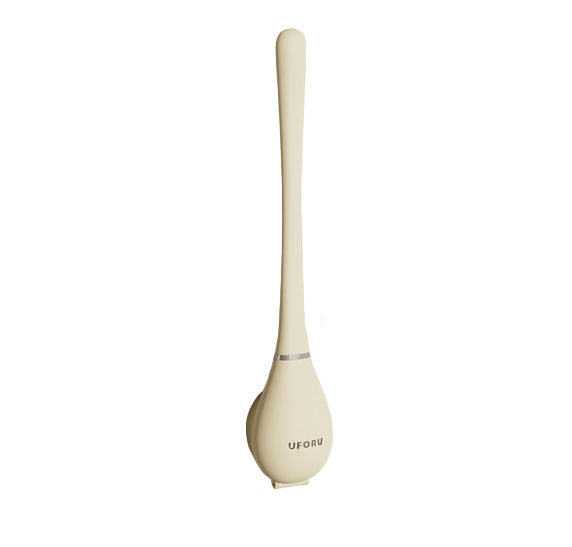 Beige silicone toilet brush and holder set