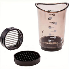 Clear chopper cup with three cutting inserts