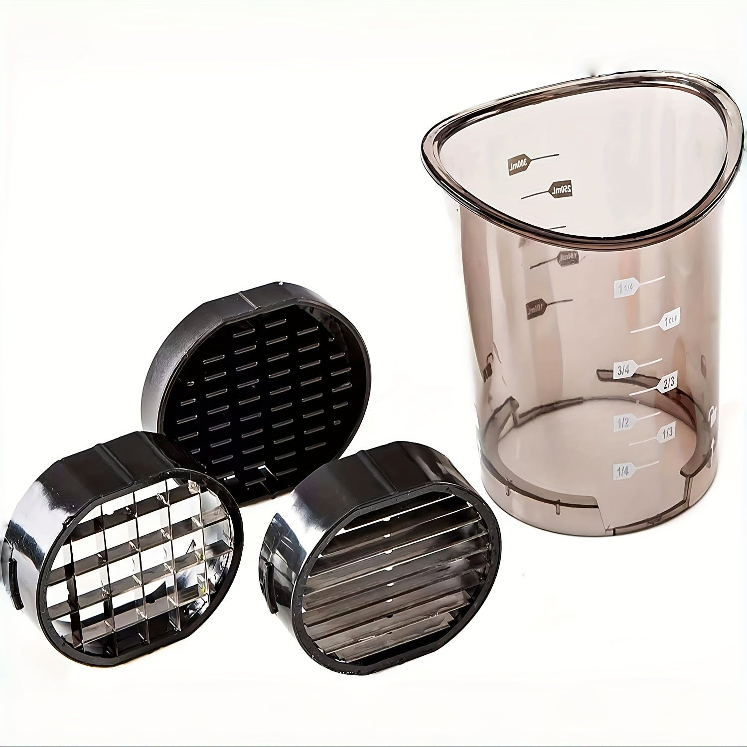 Manual chopper cup and interchangeable cutting inserts