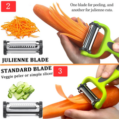 Julienne and standard blade guide for the main peeler