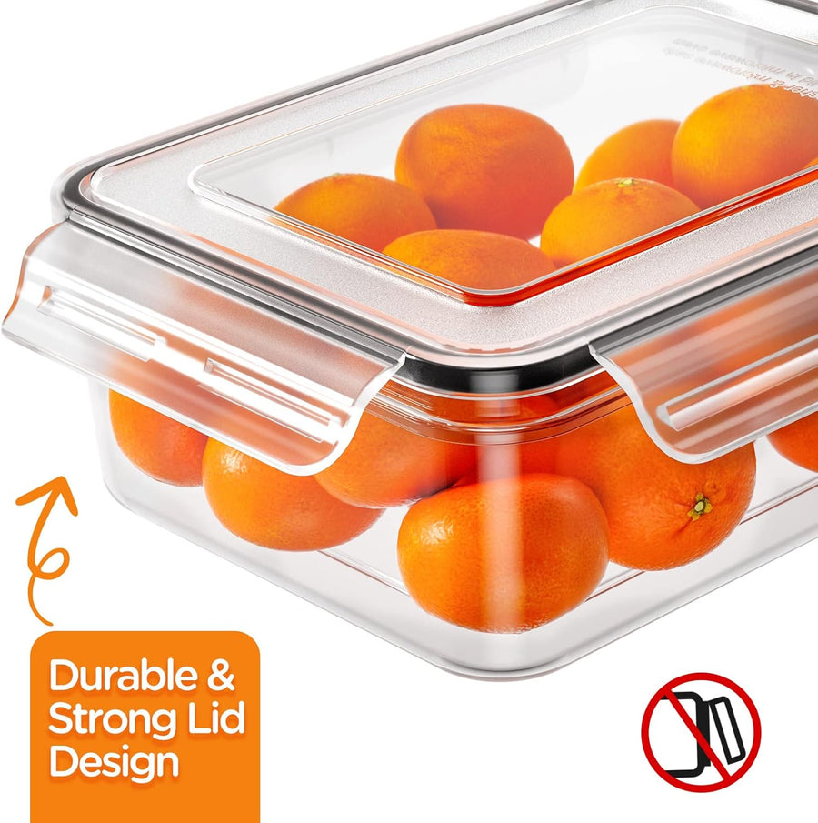 Clear rectangular food container with side-locking lid