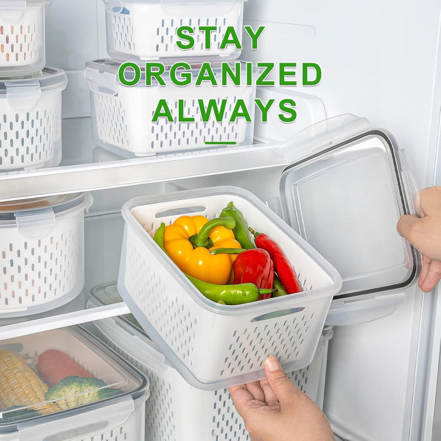 Food storage container set organized in a refrigerator