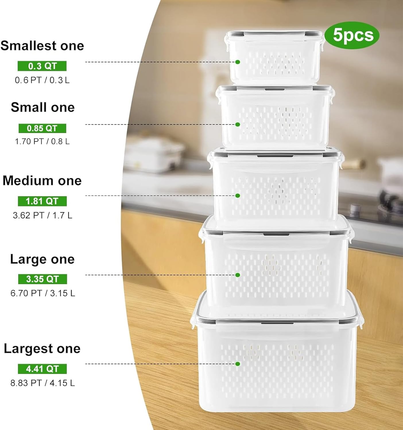 Source capacity guide for the five graduated containers