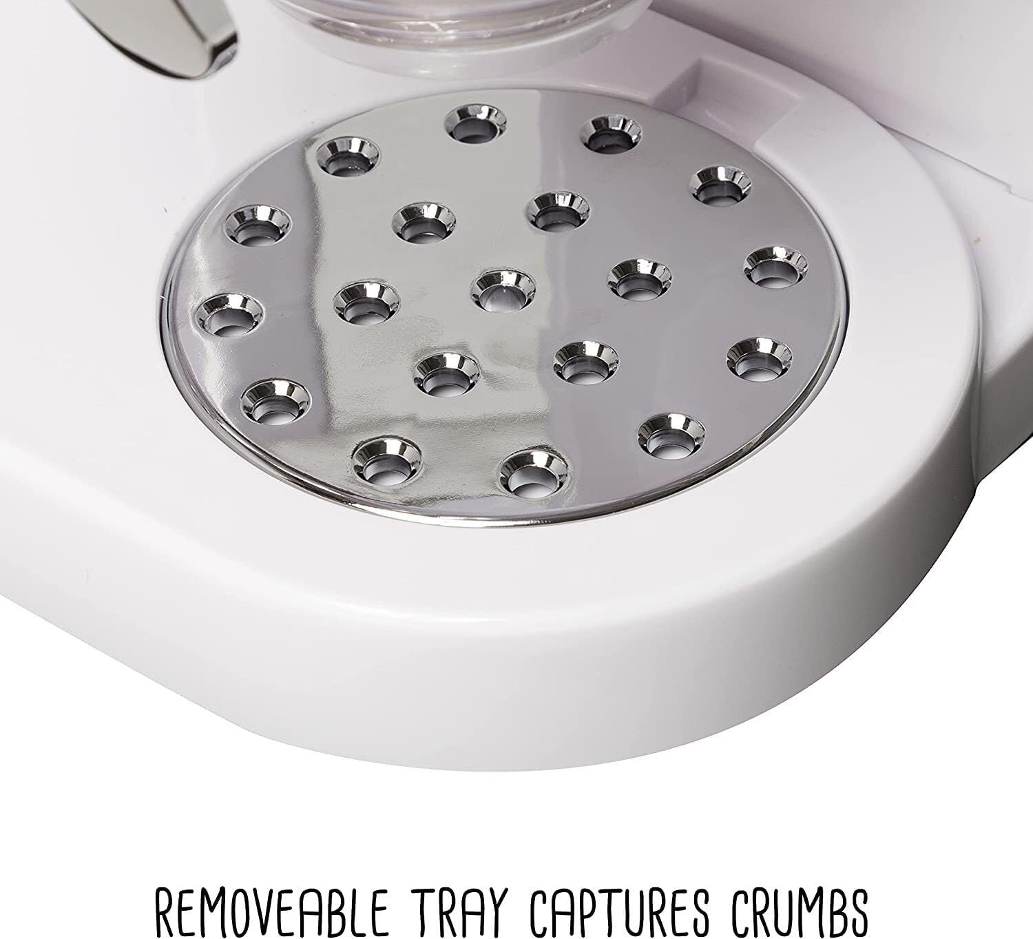 Removable perforated crumb tray