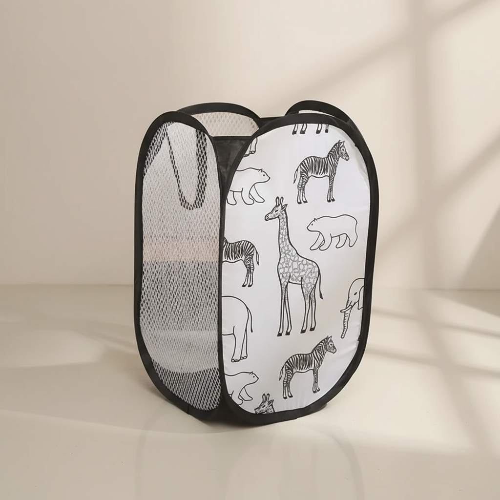 Black C mesh laundry basket