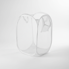 White B mesh laundry basket