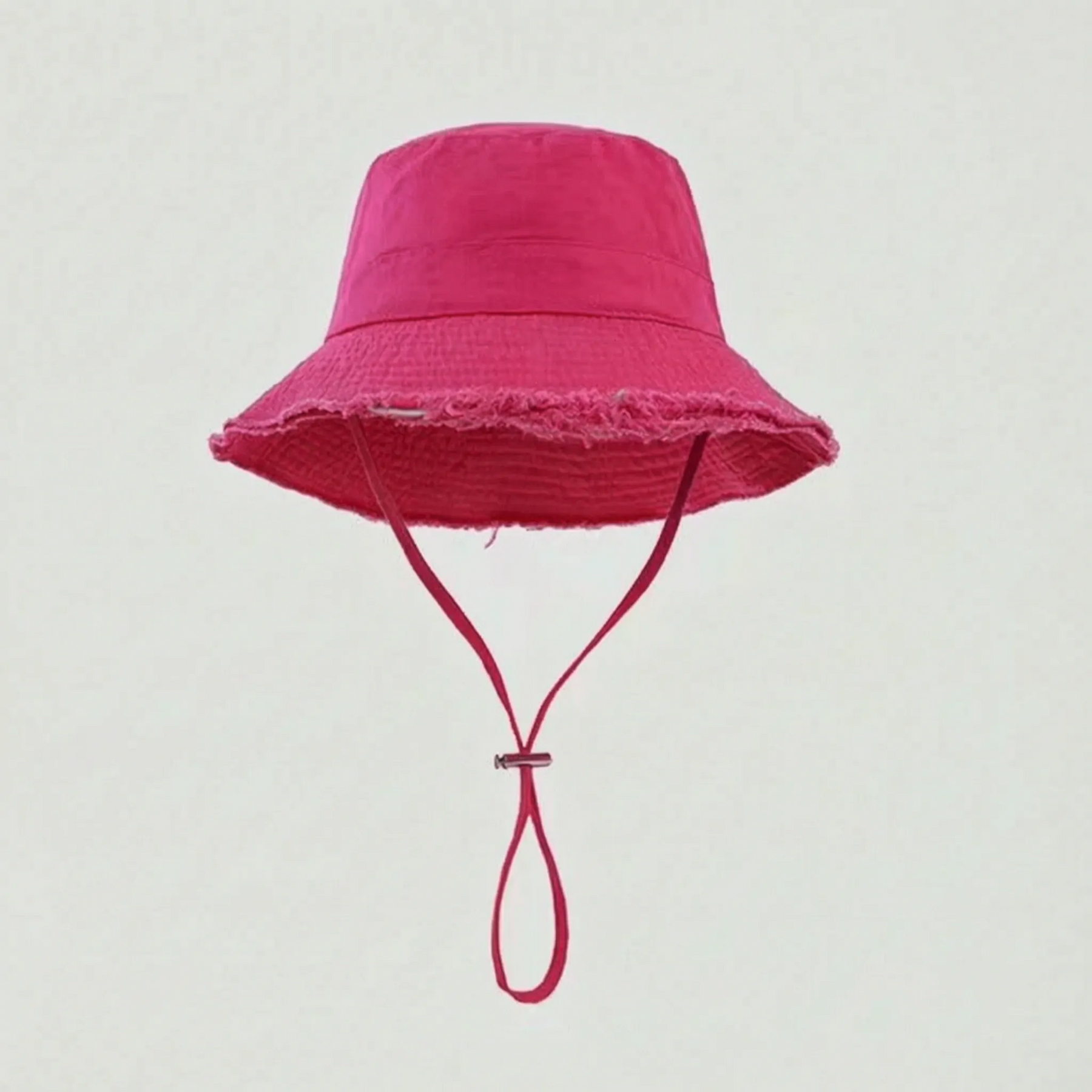 Fuchsia frayed-edge bucket hat
