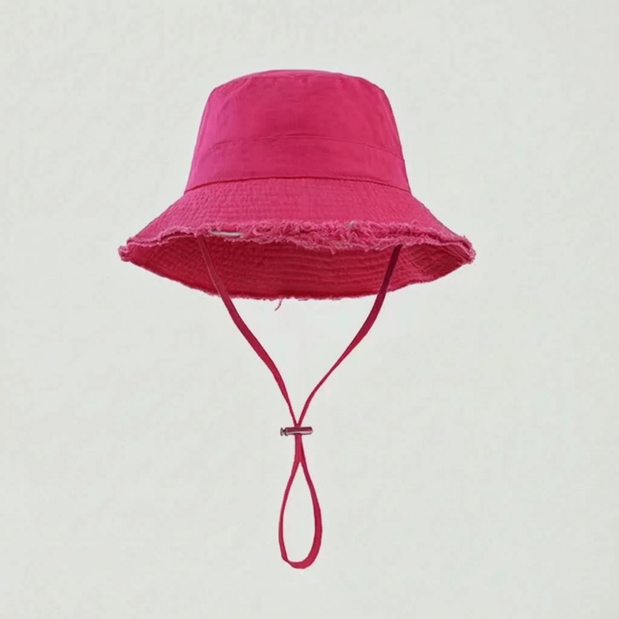 Fuchsia frayed-edge bucket hat