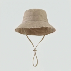 Khaki frayed-edge bucket hat