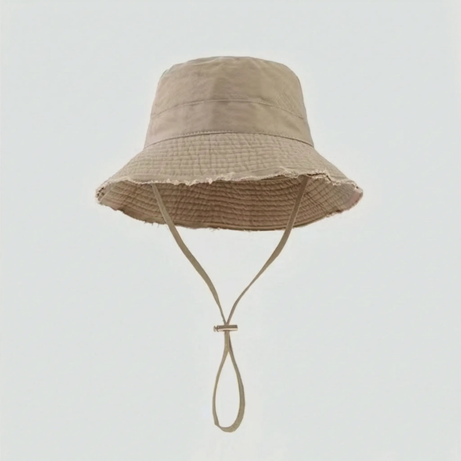 Khaki frayed-edge bucket hat