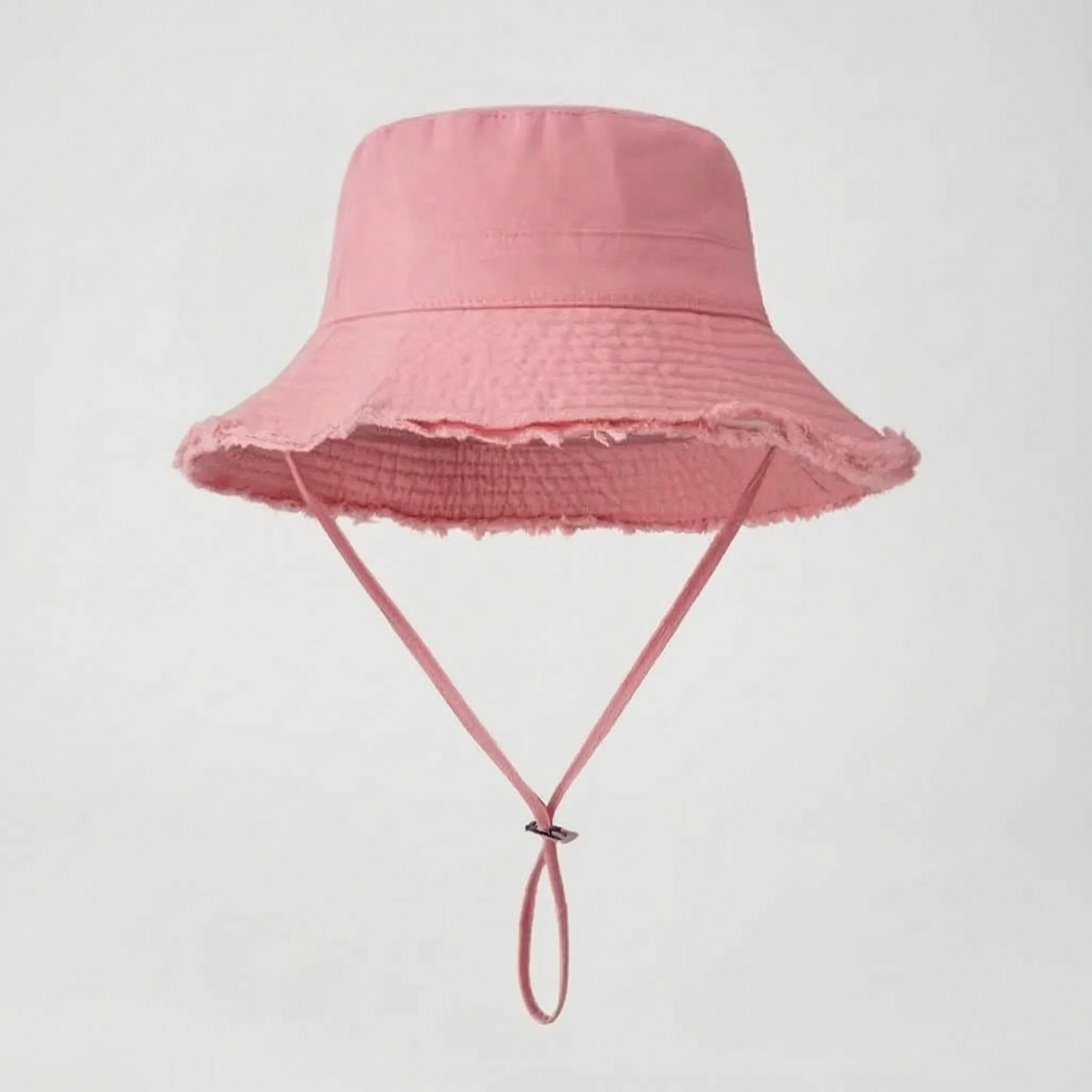 Pink frayed-edge bucket hat