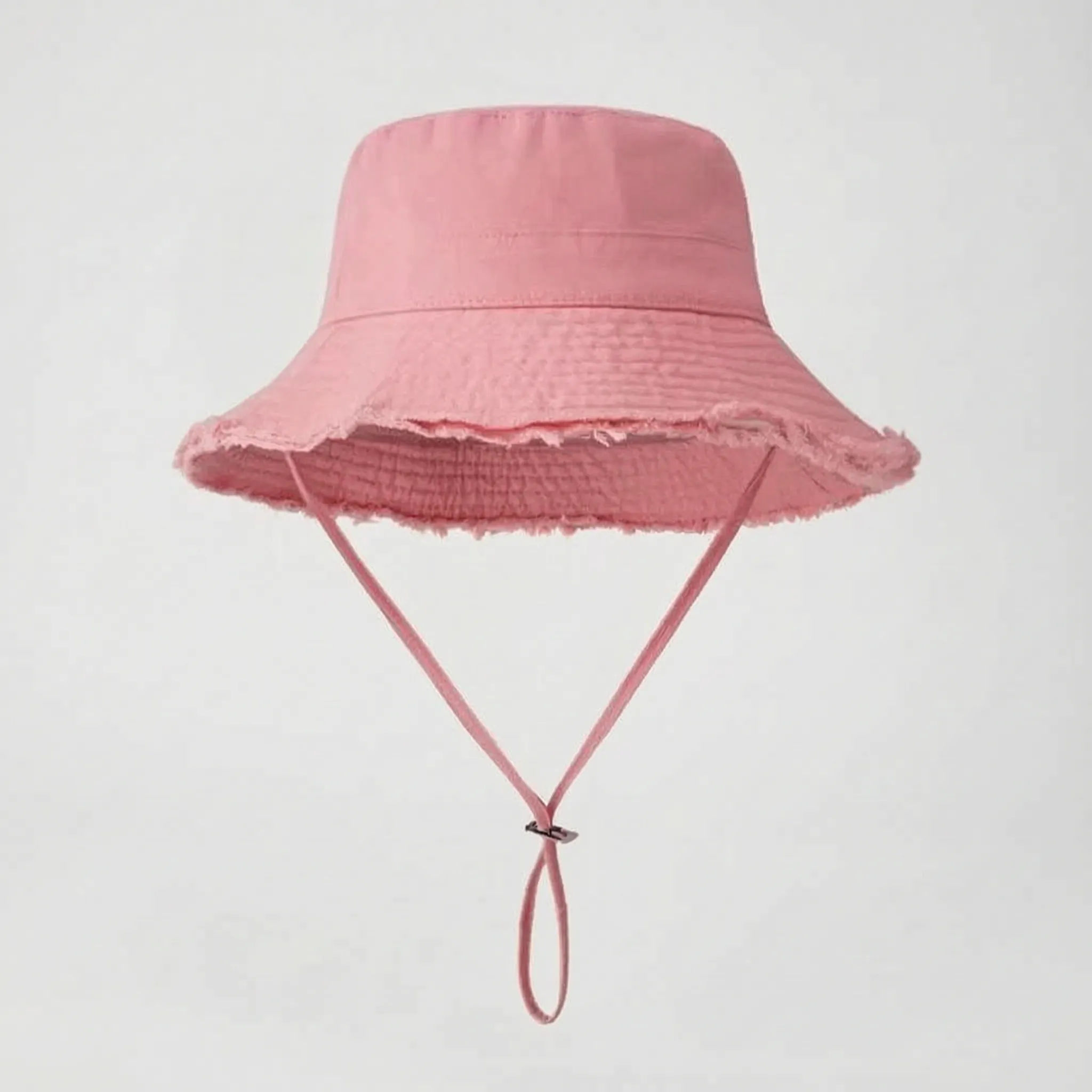 Pink frayed-edge bucket hat