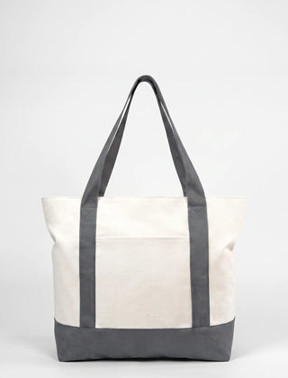 Front view of the Gray canvas tote bag