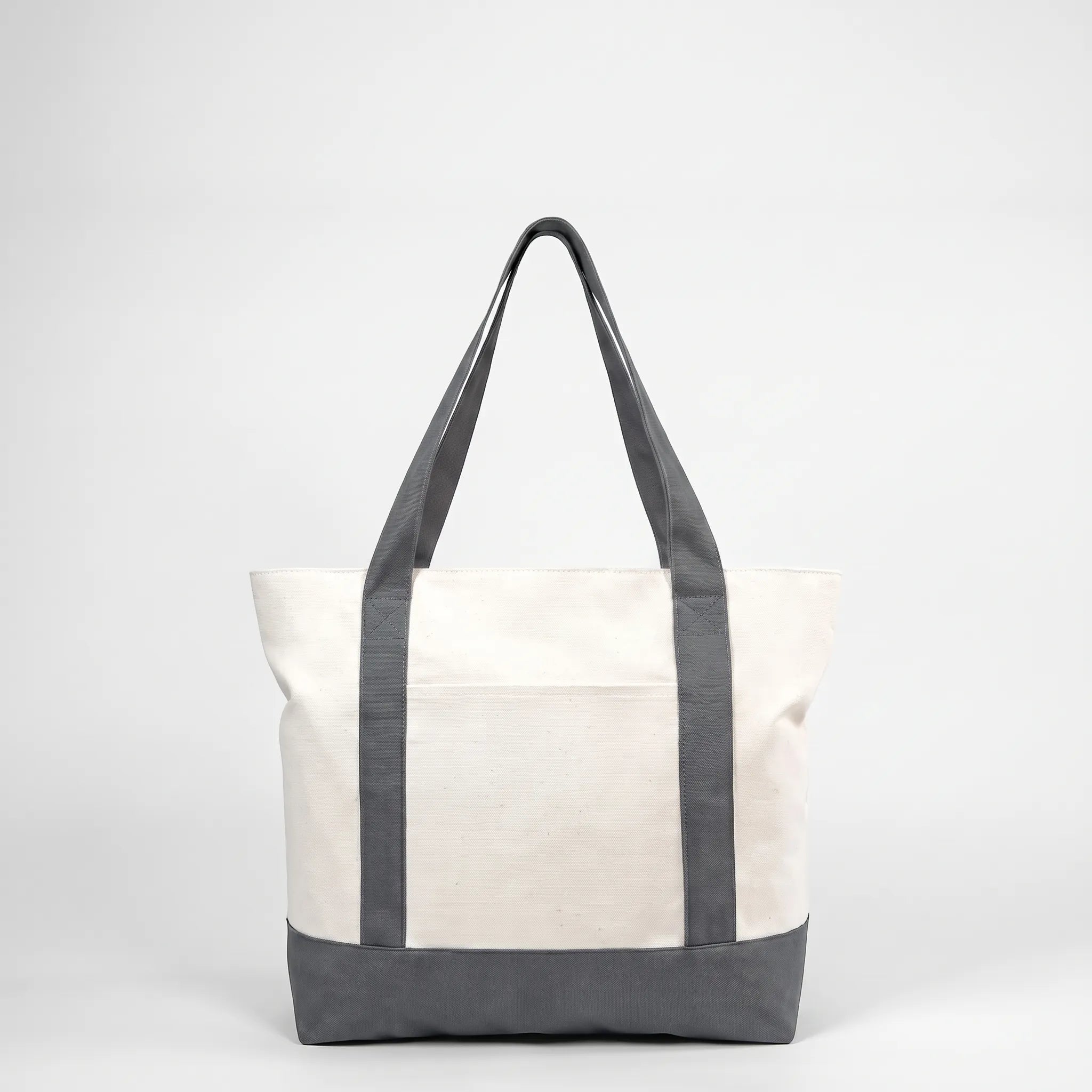 Front view of the Gray canvas tote bag