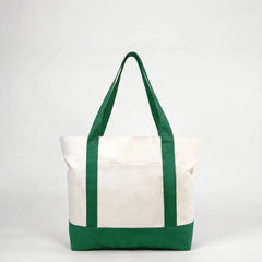 Green canvas tote bag