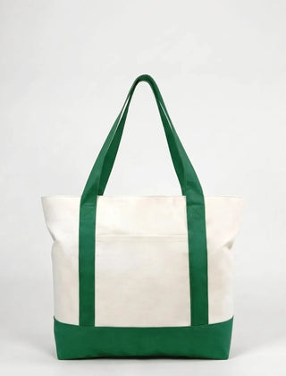 Green canvas tote bag