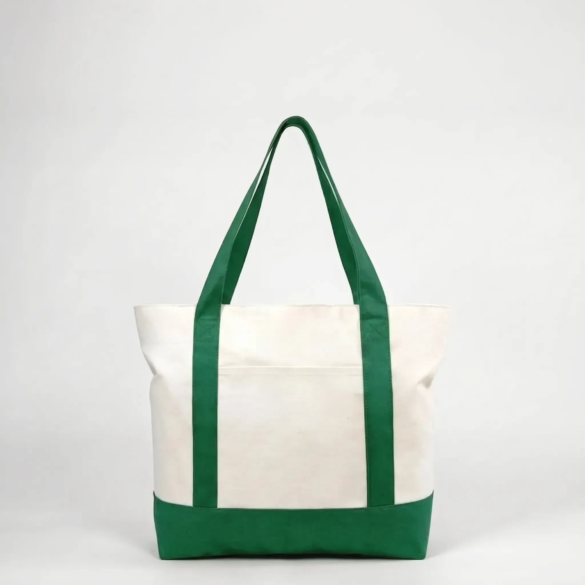 Green canvas tote bag