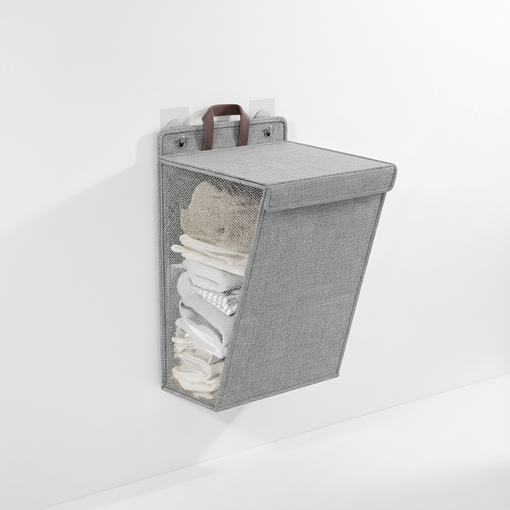 Gray Medium wall-mounted laundry basket