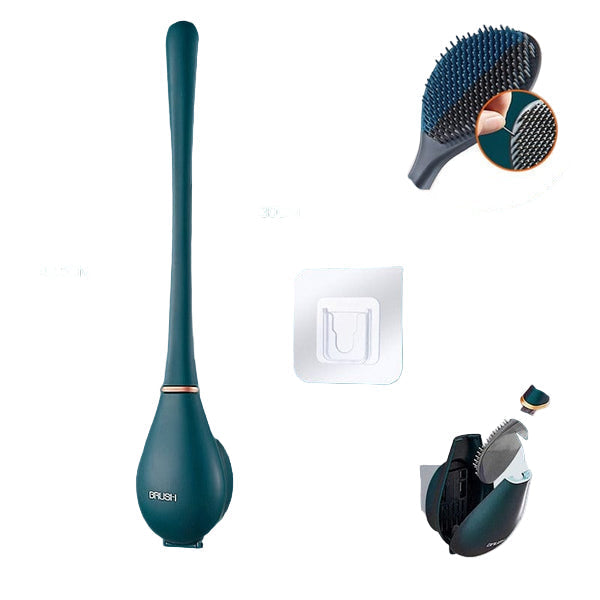 Dark Green toilet brush set with holder and wall mount