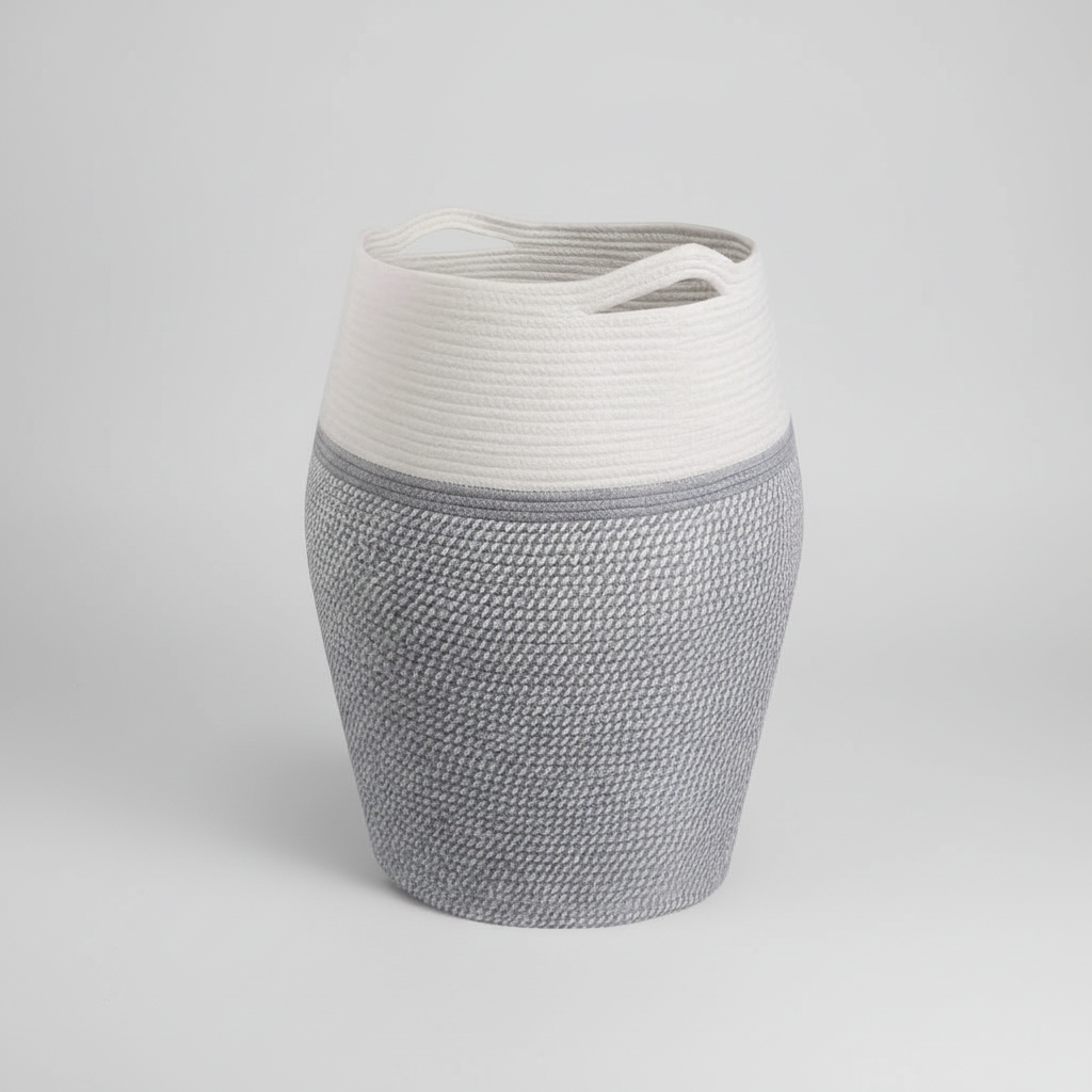 Tall Gray woven storage basket