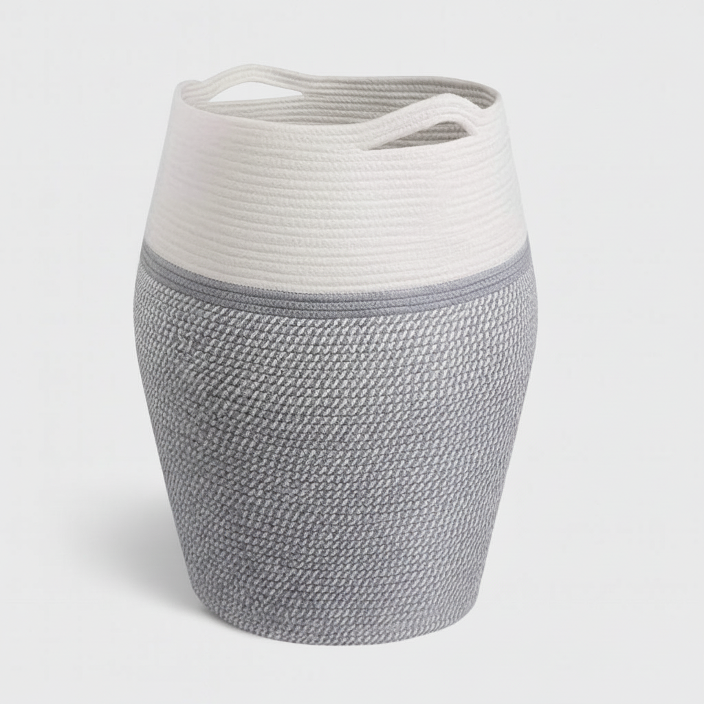 Gray woven storage basket