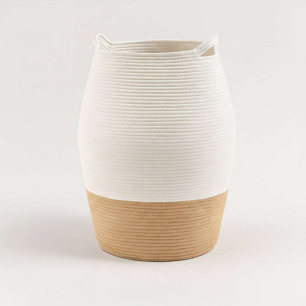 White woven storage basket