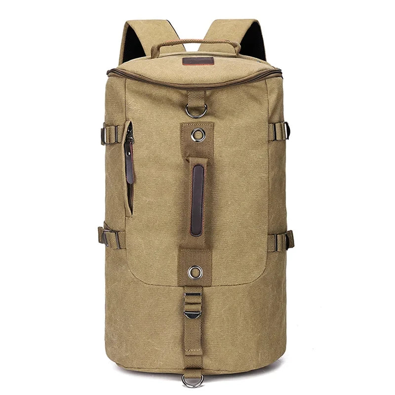 Khaki TrailHaven canvas travel backpack