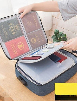 Deep Blue document storage case with fixed three-layer organizer