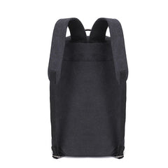 Rear shoulder straps on the Black canvas backpack