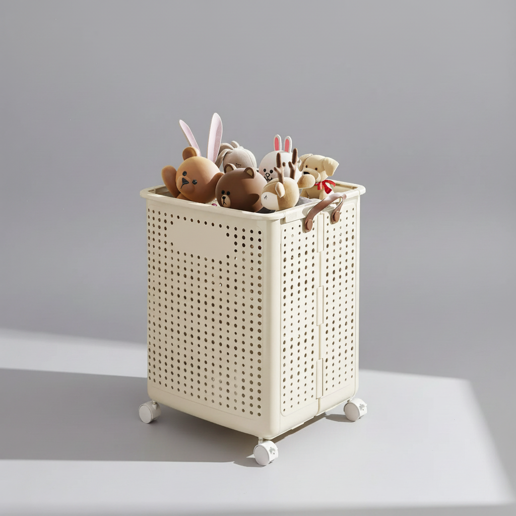 Cream Extra Large wheeled laundry basket