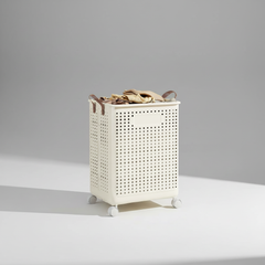 Cream Large wheeled laundry basket