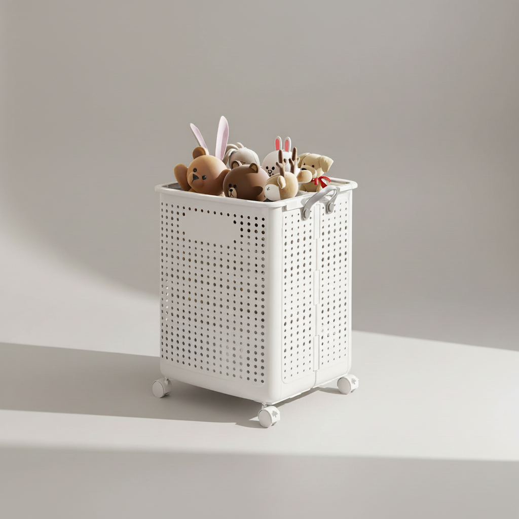 White Extra Large wheeled laundry basket