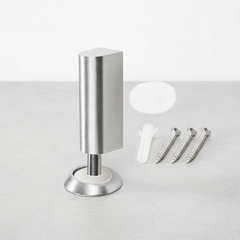 Silver magnetic door stop with source-shown mounting pieces