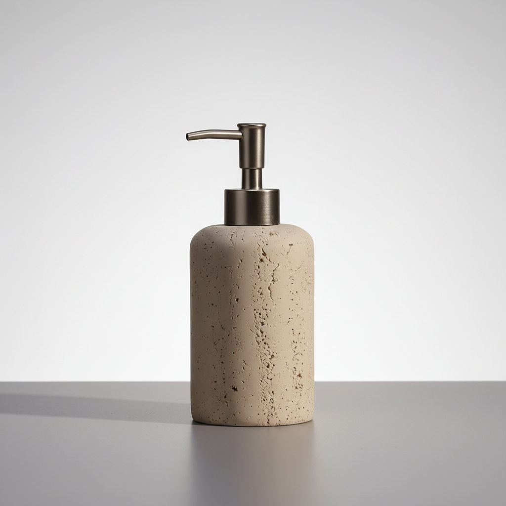 Resin soap dispenser with manual steel pump