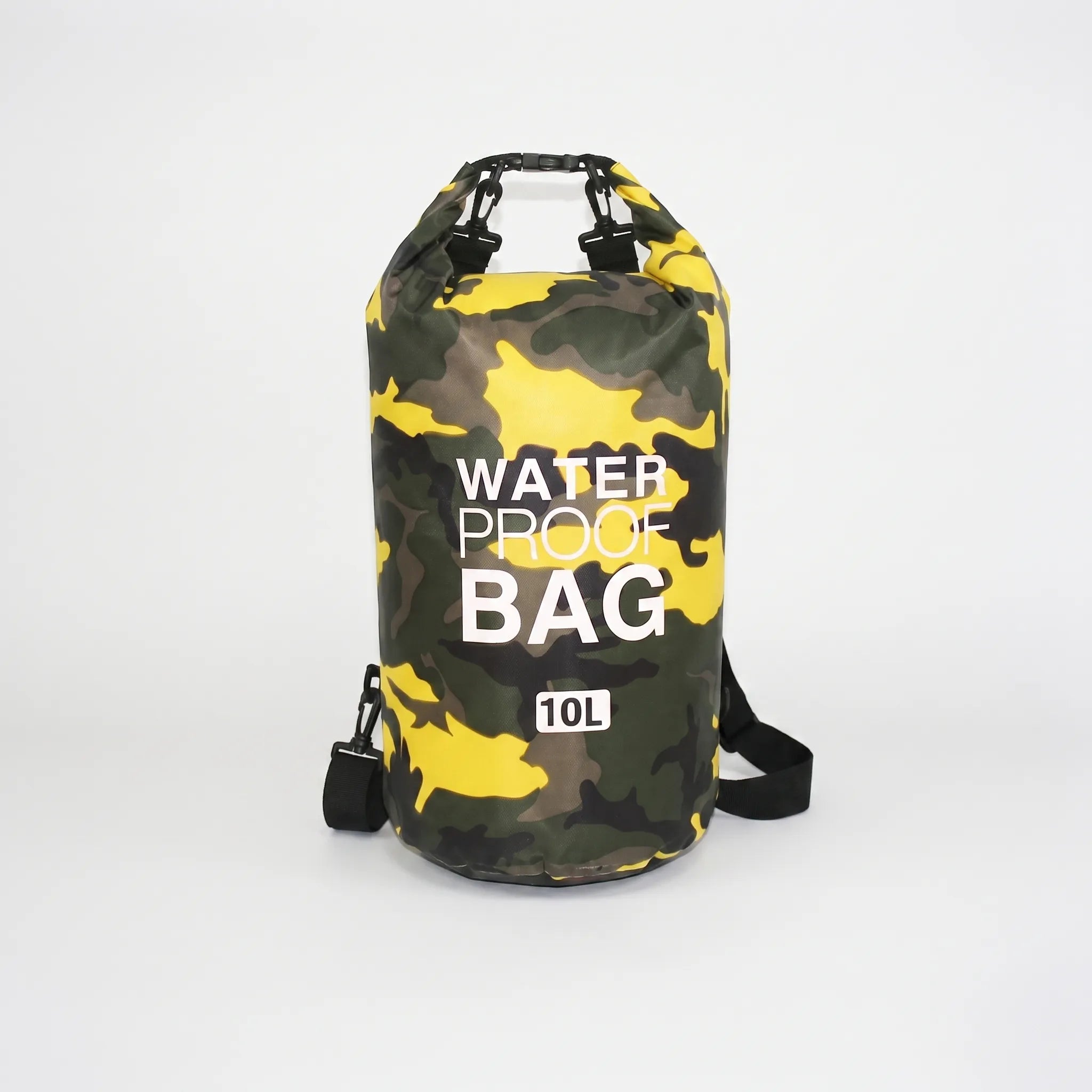 Yellow Camouflage 10-liter roll-top dry bag
