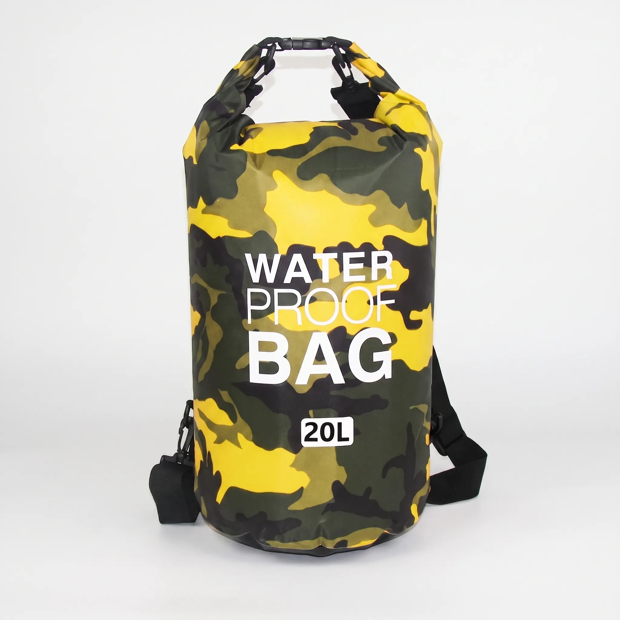 Yellow Camouflage 20-liter roll-top dry bag
