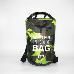 Green Camouflage 15-liter roll-top dry bag