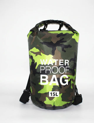 Green Camouflage 15-liter roll-top dry bag