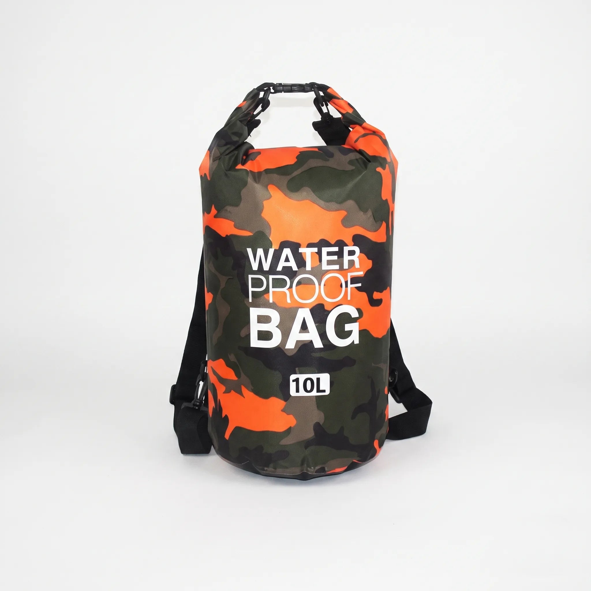 Orange Camouflage 10-liter roll-top dry bag