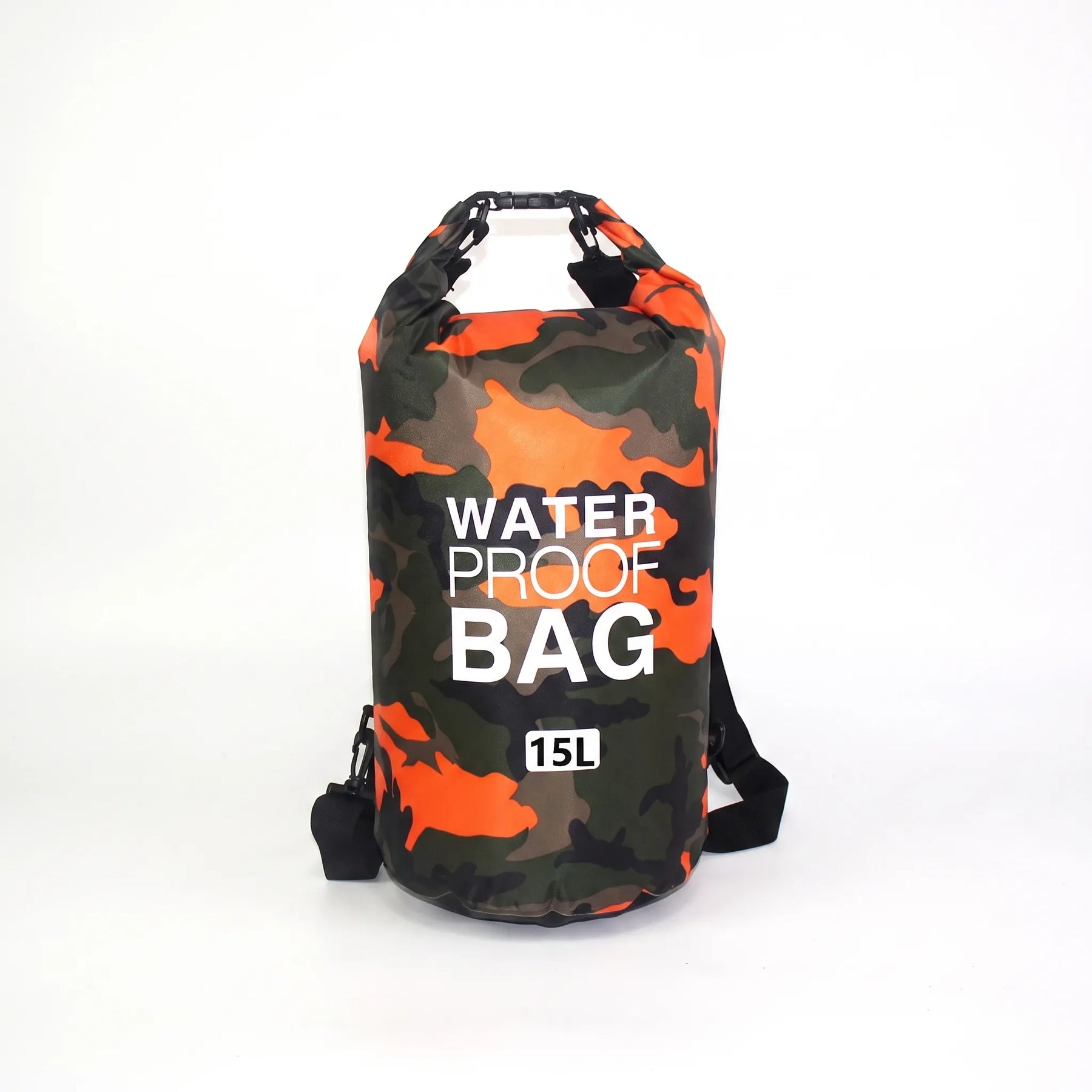 Orange Camouflage 15-liter roll-top dry bag