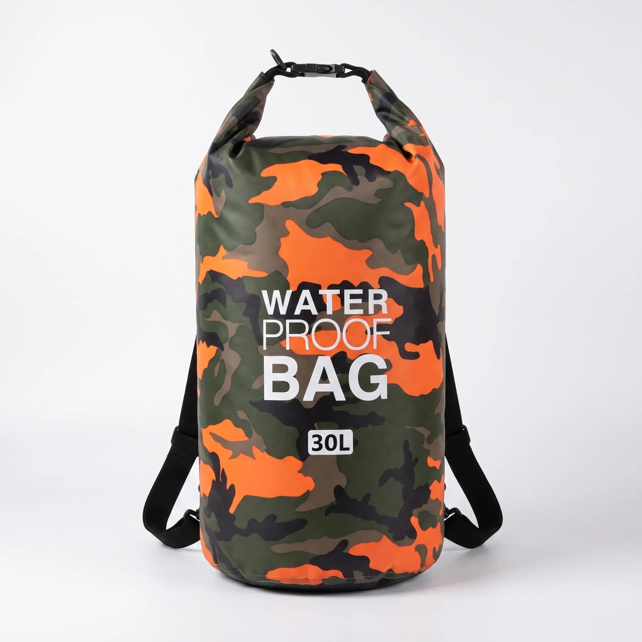 Orange Camouflage 30-liter roll-top dry bag