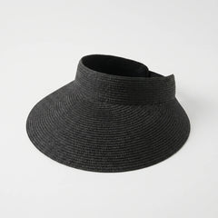 Black open-crown woven visor
