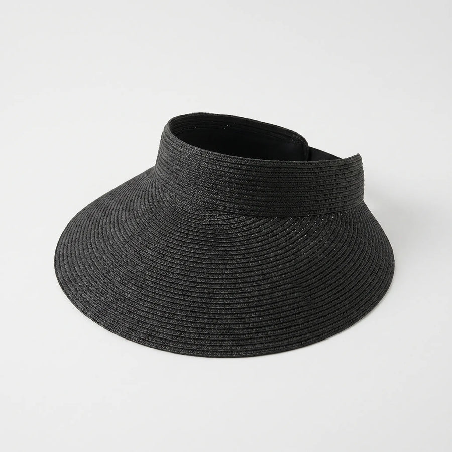 Black open-crown woven visor