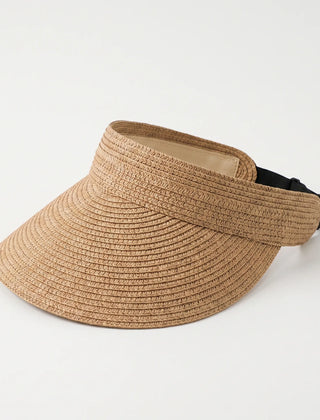 Khaki roll-up woven sun visor