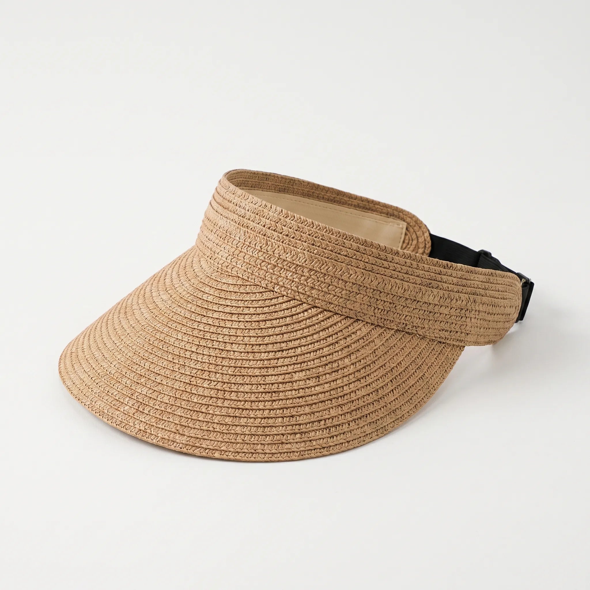 Khaki roll-up woven sun visor