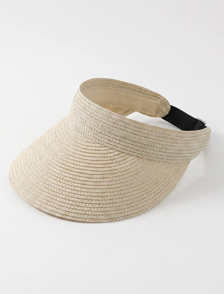 Beige roll-up woven sun visor