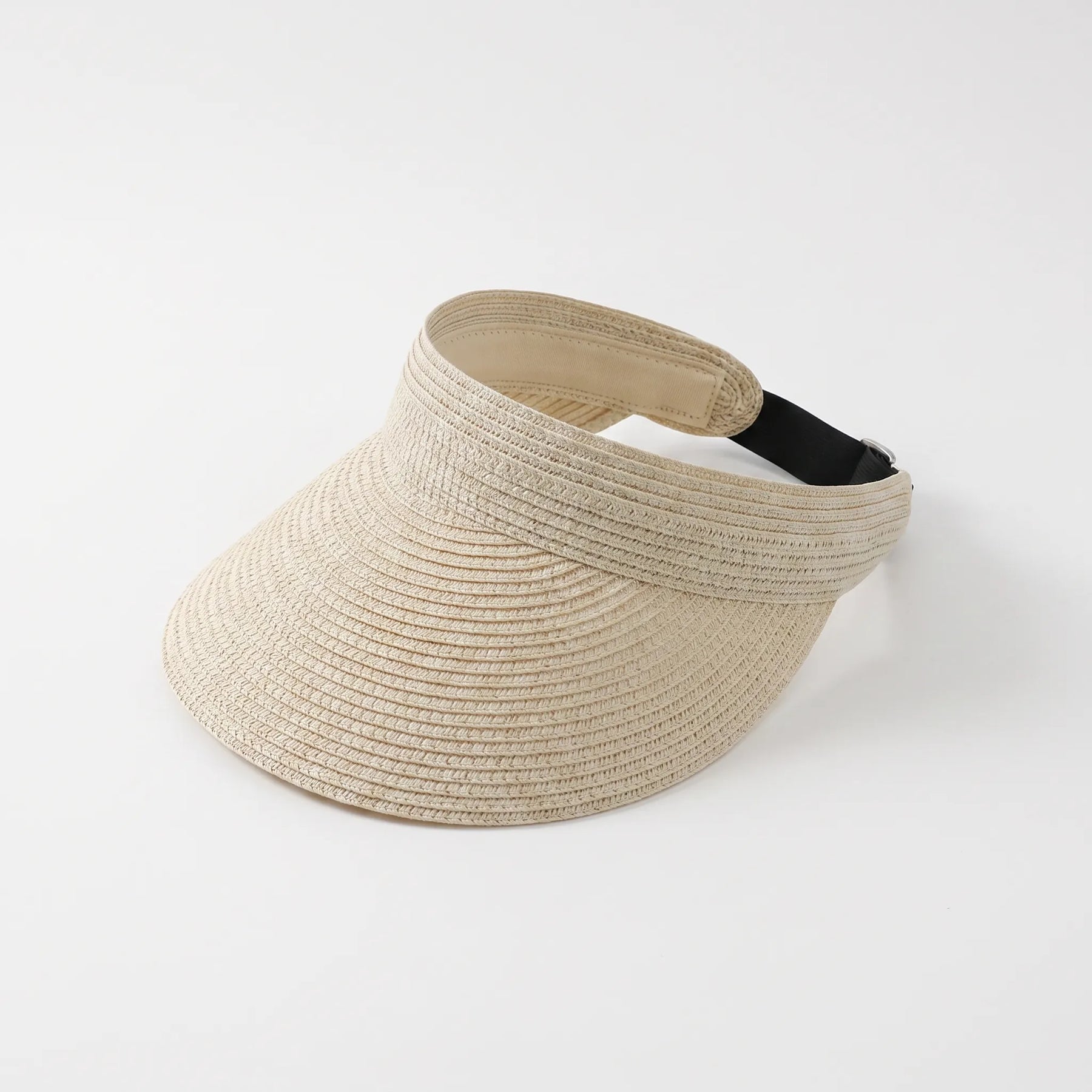Beige roll-up woven sun visor