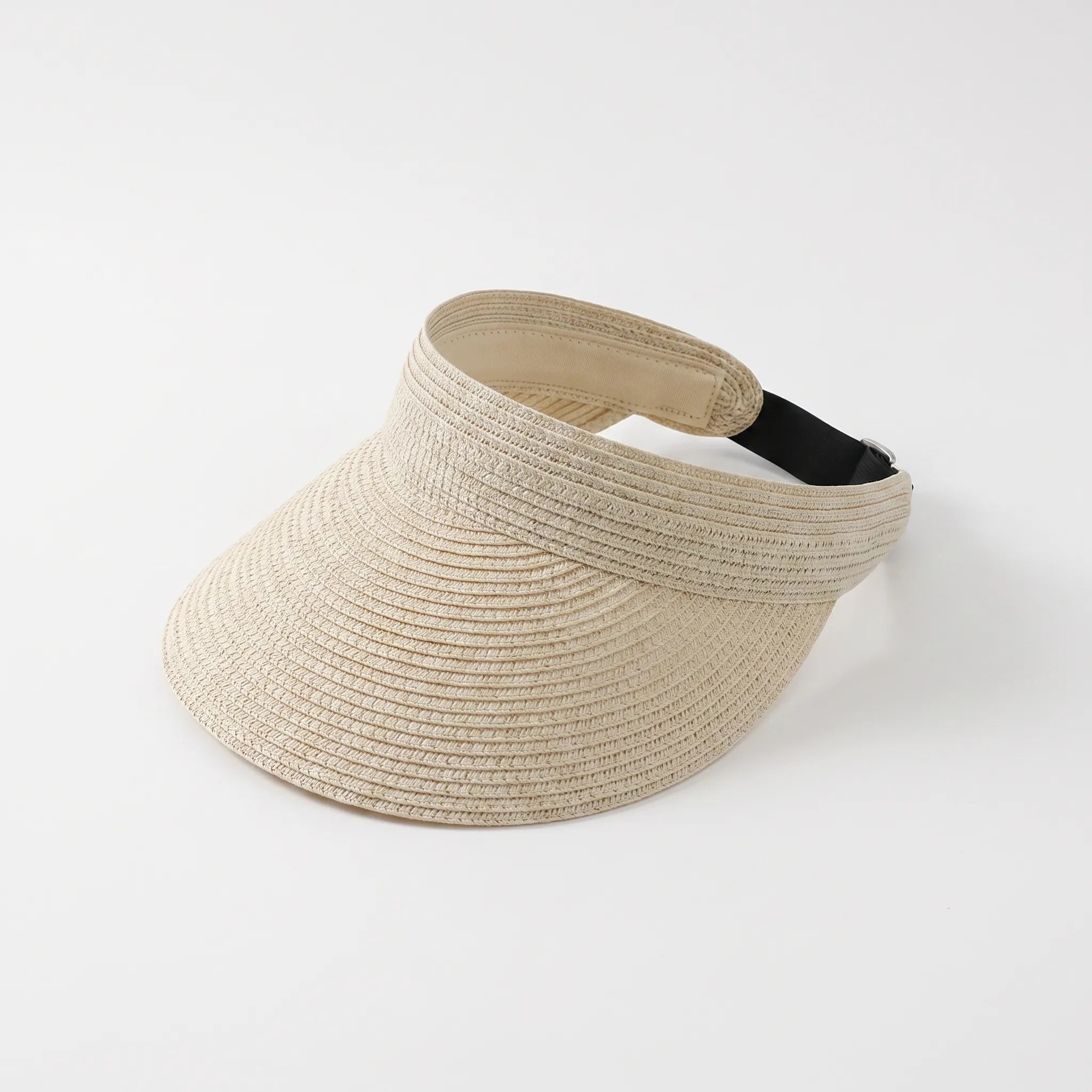 Beige roll-up woven sun visor