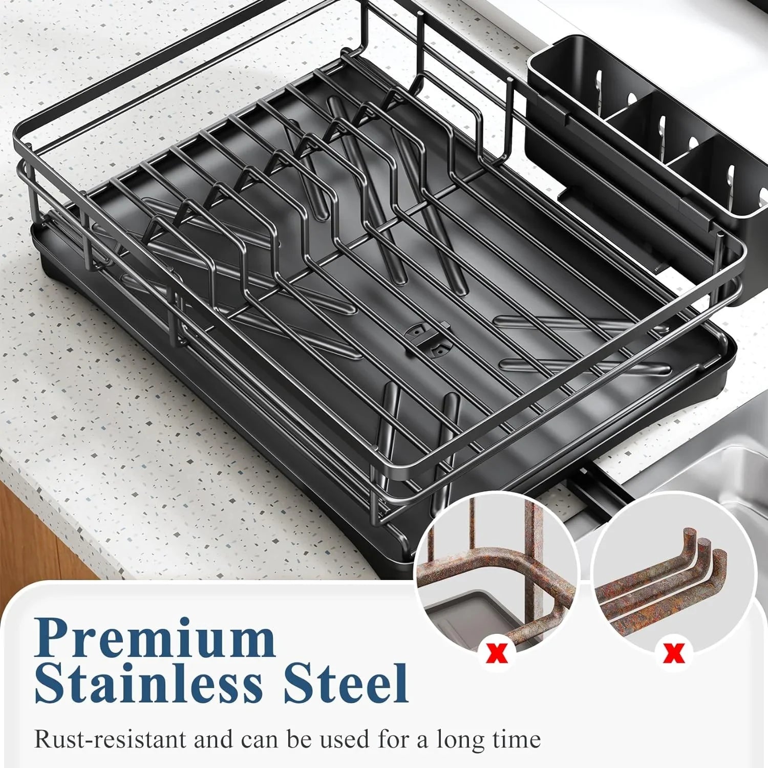Open metal rack and drainboard detail