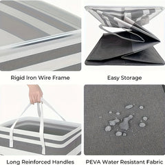 Collapsible hamper folded flat for storage
